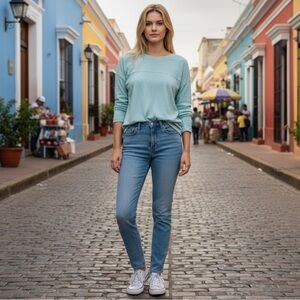 Universal Thread garment dyed long sleeve cotton top m